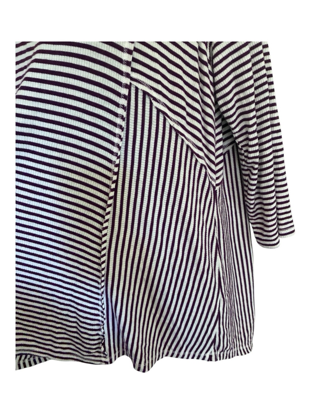 Cato Burgundy White Striped Scoop Neck Top Sz XL - Picture 4 of 7
